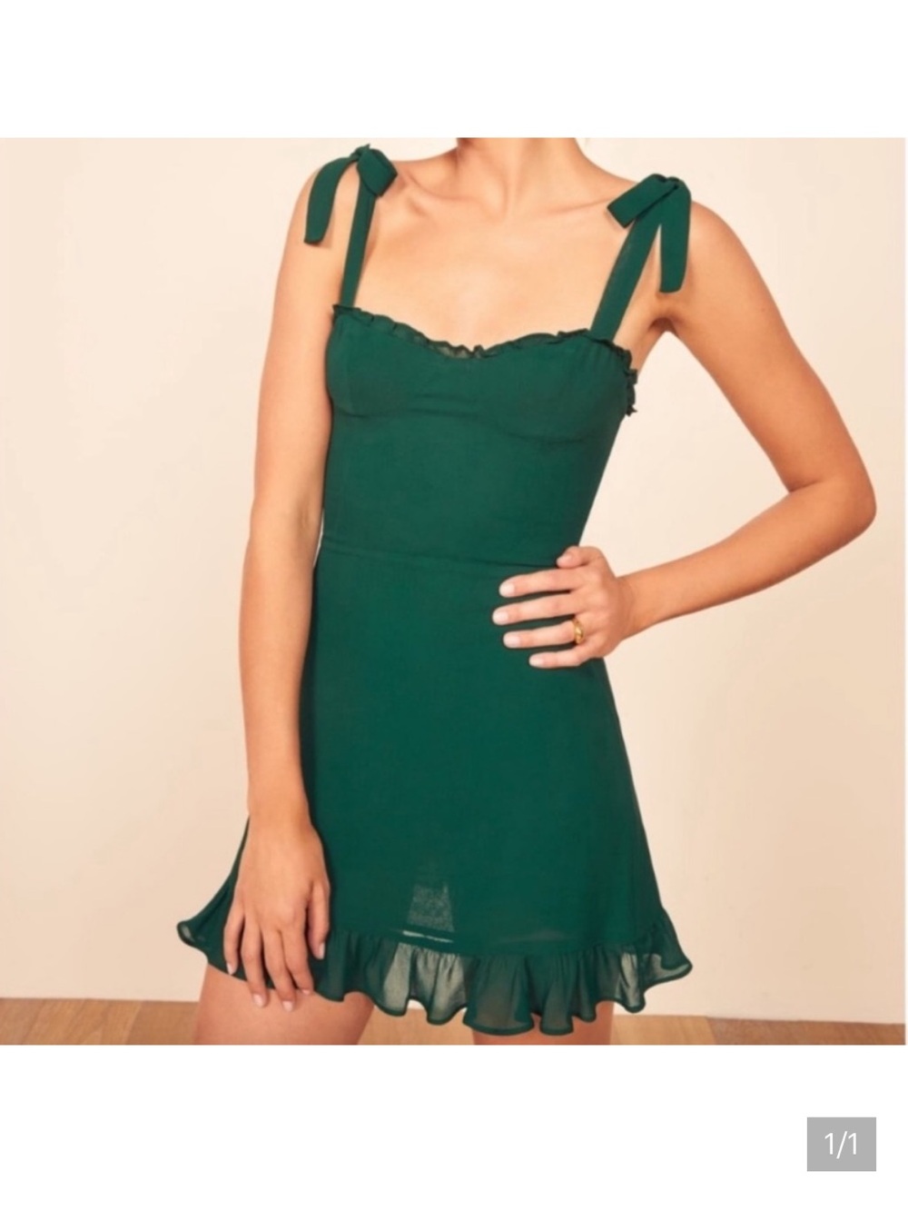 Reformation Christine Mini Dress in Emerald Green